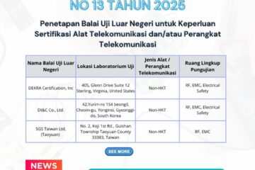 Penetapan Balai Uji Luar Negeri untuk Sertifikasi SDPPI/DJID Indonesia – KEPMEN KOMDIGI No. 13 Tahun 2025